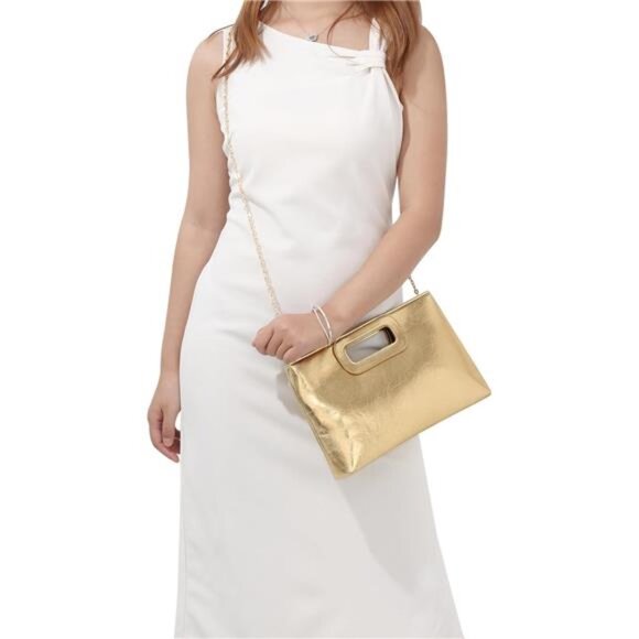 Clutch Purses PU Leather with Chain Gold - Picture 6 of 6